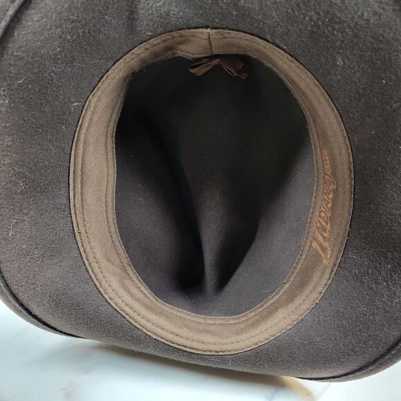 Indiana Jones Brand Wool Hat Mens Small Brown Stylish Bow Ribbon Band 12\